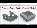 Solid Edge Sheet Metal Tutorials Convert Solid Part to Sheet Metal