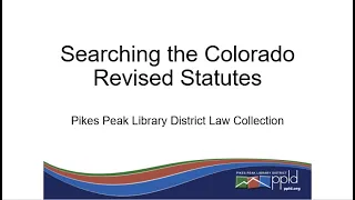 Searching the Colorado Revised Statutes