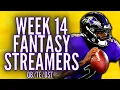 Week 14 Fantasy Football Streamers -