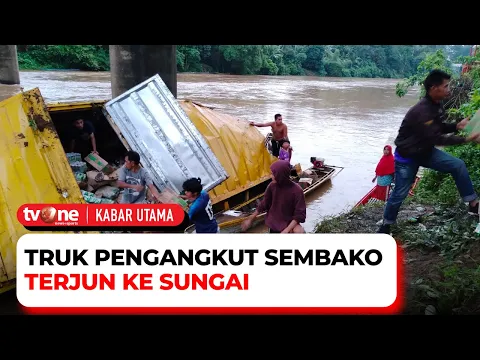 Berusaha Hindari Kendaraan Lain, Truk Pengangkut Sembako Terjun ke Sungai