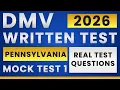 Pennsylvania DMV Permit Test 2026 18 Real Questions PennDOT Written Test Practice Important Qs