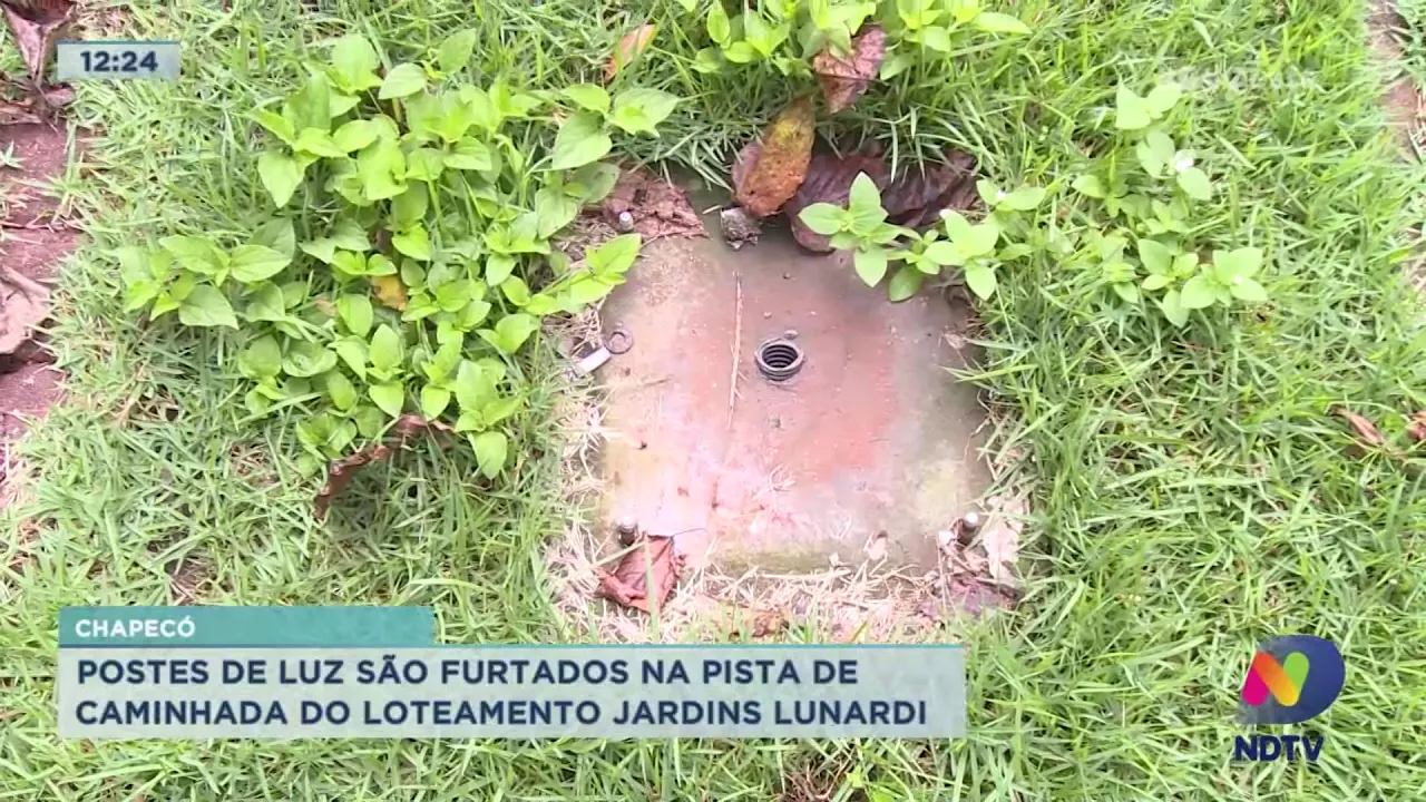 Chapecó: Postes de luz são furtados na pista de caminhada do Loteamento Jardins Lunardi