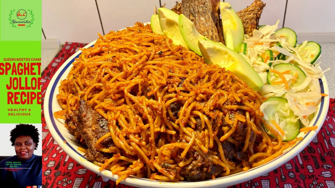 HOW TO MAKE THE PERFECT NIGERIAN SPAGHETTI JOLLOF RECIPE   QueenvarietiesChannel