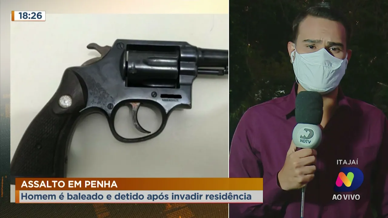 Assalto em Penha: homem é baleado e detido após invasão a residência