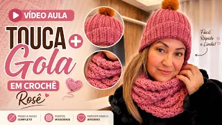 TOUCA +GOLA EM CROCHÊ Rosê tutorial completo