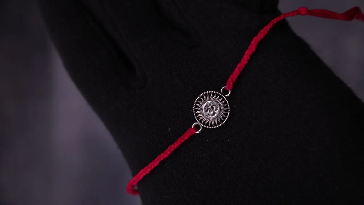 925 Pure Silver Round Om Rakhi for Peace & Protection