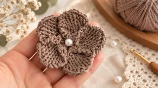 Delicate Flower | Easy Crochet Flower Tutorial 🌸 Beautiful 3D Flower with Pearl Center