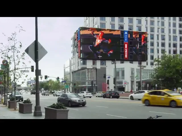 Giant Spider-Man PS4 ad in Downtown LA