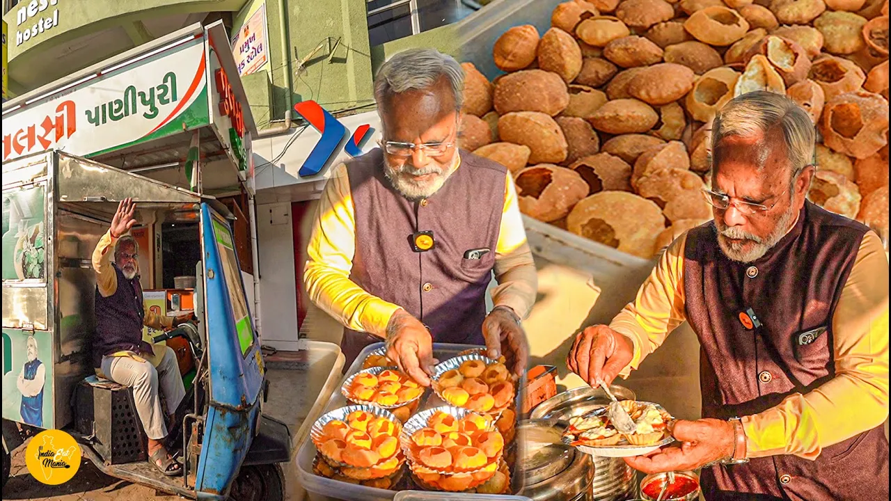Most Viral Modi Ji Selling Panipuri Chaat In Gujarat Rs. 25/- Only l Anand Food Tour