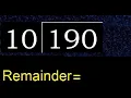Divide 190 by 10 remainder Division with 2 Digit Divisors How to do