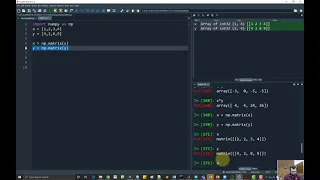 Creating arrays and matrix in python using Numpy module
