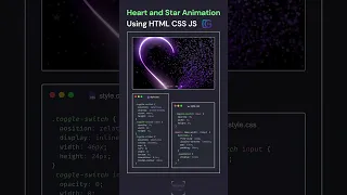 Heart and Star Glowing Particle Animation Using HTML CSS JS Code Genus