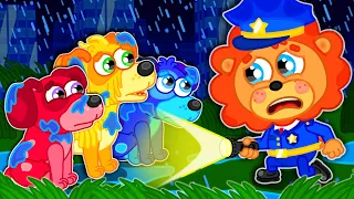 Lion Family | Oh No, My Puppy Got Lost 🐶 Lost Song - Police Chase | Cartoon for Kids