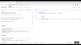 LeetCode 1480 Running Sum of 1d Array Python Easy