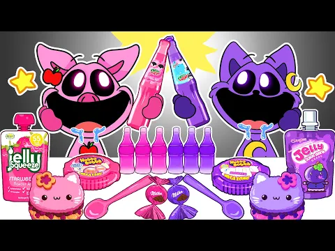 Download MP3 Purple VS Pink Dessert Food Mukbang with CATNAP vs KICKIN CHICKEN | Poppy Playtime Chapter 3 | ASMR