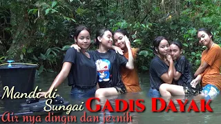 dayak girl bathing in the river near the hut in the forest daily life of dayak village girls 