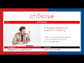 C R I T I C I S E - WORD OF THE DAY