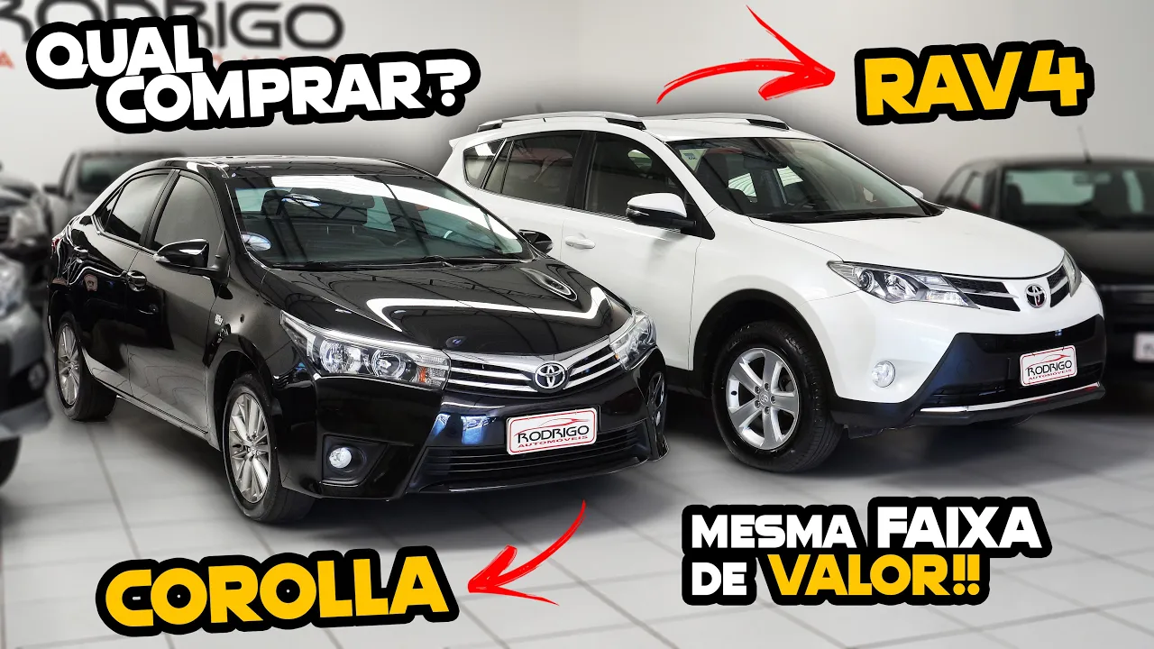 TOYOTA RAV4 OU COROLLA? O SUV é MAIS CONFORTÁVEL, mas MAIS CARO! Comparativo Rodrigo Automóveis