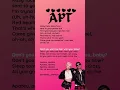 Download Lagu APT (Lyrics) - ROSÉ \u0026 Bruno Mars #apt #brunomars #rosé #lyrics