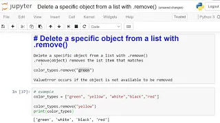 Delete a specific object from a list with remove in Python