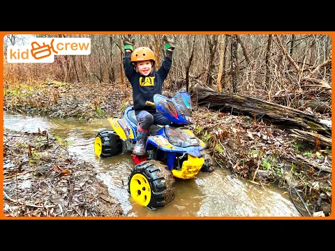 Download MP3 Playing in the mud on ATV and making trail in woods, building bridge. Educational | Kid Crew