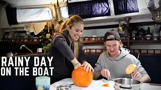 Daily Routines of Fall Boat Life | Rainy Day Halloween Edition!