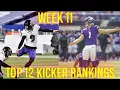 Top 12 Kicker Rankings Week 11 Fantasy Football