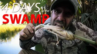 4 DAYS Surviving the SWAMP & Eating what I CATCH