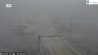 Hurricane Milton Tornado sweeps over bridge during meteorologist s live report