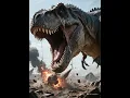 A sad Dinosaurs Roaring after the Meteor Hit its Place