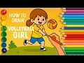 How to Draw a Volleyball Girl Easy Step-by-Step Drawing Tutorial for Kids