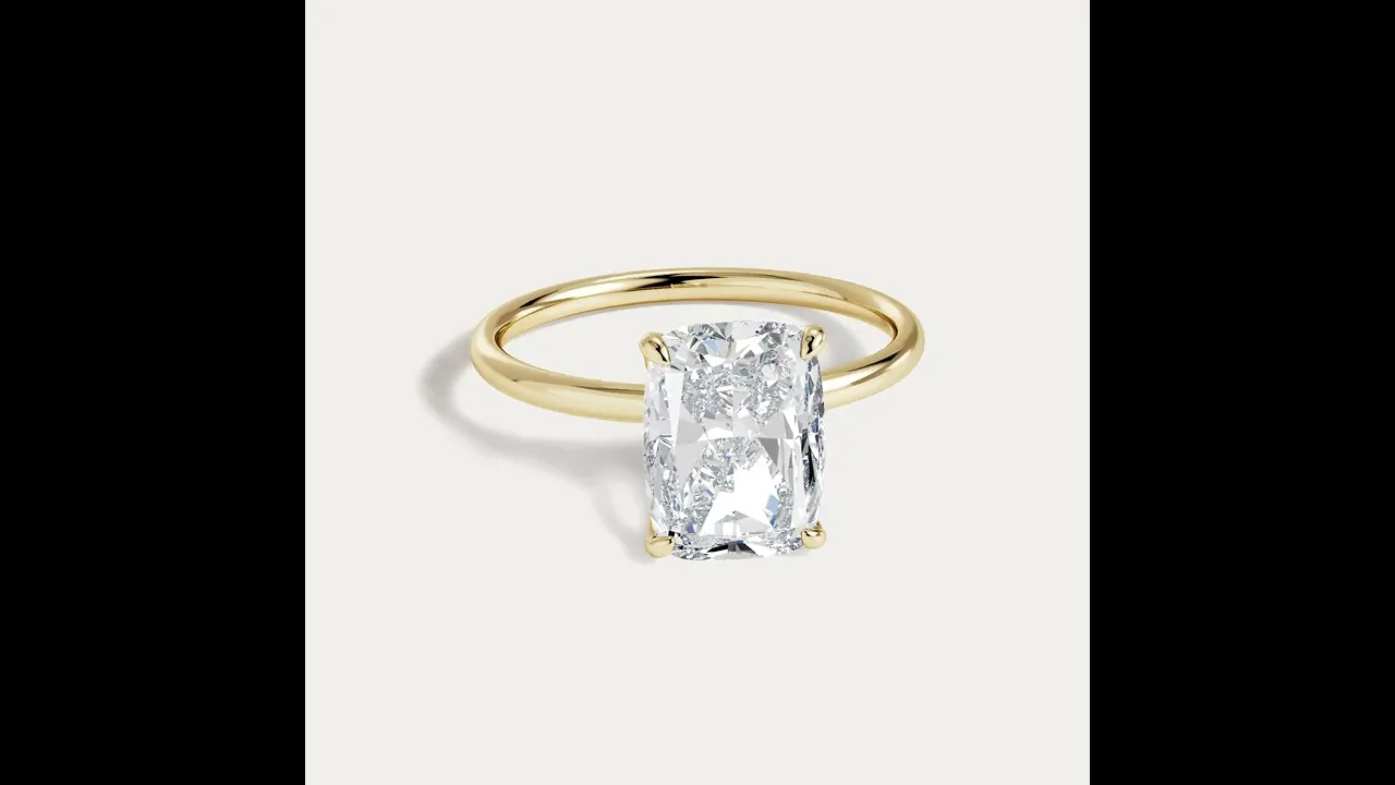 Sybil丨Elongated Cushion Lab Diamond Hidden Accent Solitaire Engagement Ring