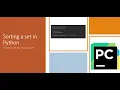 Python Tutorial 9 Sorting a set