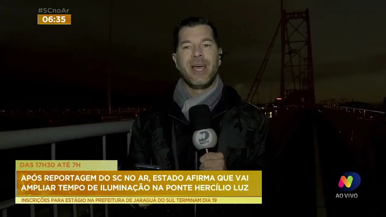 Após reportagem do SC no Ar, estado afirma que vai ampliar tempo de iluminação na Ponte Hercílio Luz