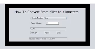 How to Convert From Miles to Kilometers in Java NetBean