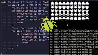 Late Night Debugging - Space Invaders in C Raylib Rain Sounds No talking
