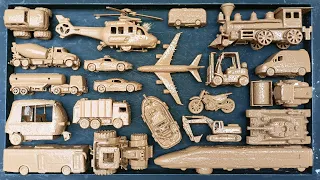 Membersihkan Mainan Mobil Balap, Truk Molen, Pesawat, Kereta Api, Helikopter, Bus Tingkat, Excavator