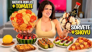 AVALIANDO MISTURAS DE COMIDAS QUE VIRAM OUTRAS! 