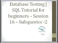Database Testing SQL Tutorial for beginners - Session 16