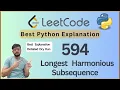 Leetcode 594 Longest Harmonious Subsequence Leetcode 594 Explained in Python HashMap Logic