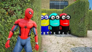GTA 5 Epic Ragdolls RED SPIDERMAN VS RED MINION VS GREEN MINION (Euphoria Physics & Funny Fails)