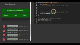 Selecting from many options with Switch Statements freeCodeCamp Basic Javascript