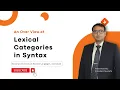 Lexical Categories Constituent Structures in English Syntax