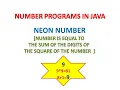 Number Programs in Java - Neon Number