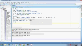 Oracle execute immediate dynamic sql DDL commands Part 1