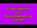 Naive String matching Algorithms unit 1 cs3401 ALGORITHMS
