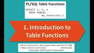 Get Started with Table Functions Module 1 Overview and Fundamentals
