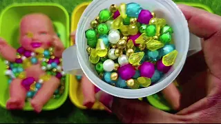 3 Rainbow Bathtub Baby Dolls with Colorful Beads & Candy Surprise 💎🍭 | Satisfying Video
