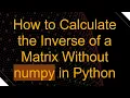 How to Calculate the Inverse of a Matrix Without numpy in Python