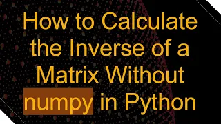 How to Calculate the Inverse of a Matrix Without numpy in Python